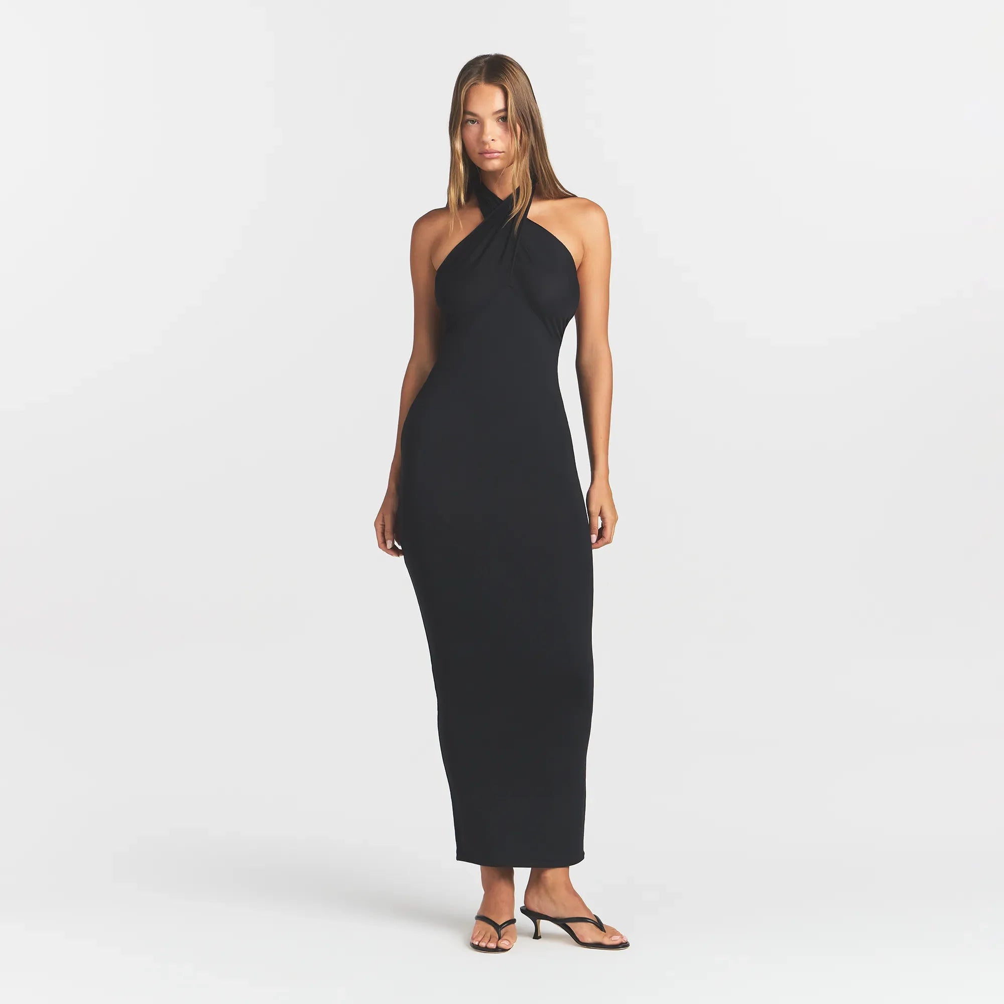 SMOOTH LAYERS CONVERTIBLE LONG DRESS | OBSIDIAN