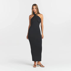 SMOOTH LAYERS CONVERTIBLE LONG DRESS | OBSIDIAN