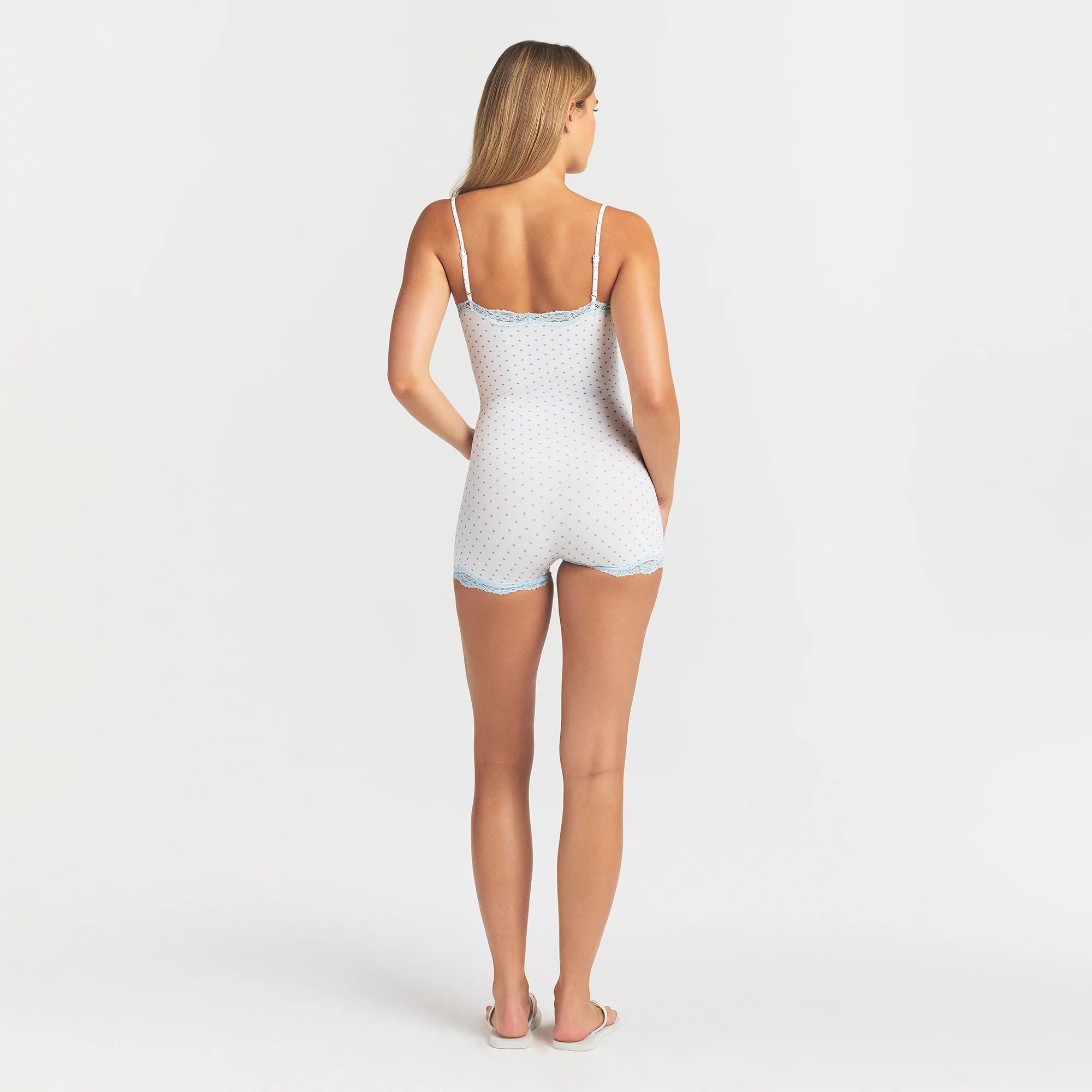 FITS EVERYBODY LACE ONESIE | SLATE PIN DOT PRINT