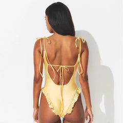 SATIN SWIM LOW BACK ONE PIECE | MARZIPAN