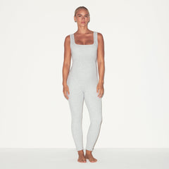 COTTON JERSEY MATERNITY CATSUIT | LIGHT HEATHER GREY