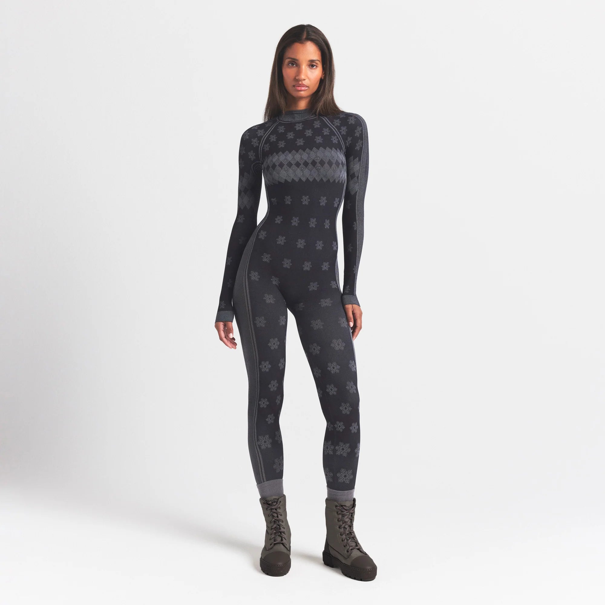 SKIMS FIRST LAYERS TURTLENECK CATSUIT | OBSIDIAN WINTER FAIR ISLE