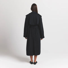BOYFRIEND FLEECE OVERSIZED TRENCH COAT | ONYX