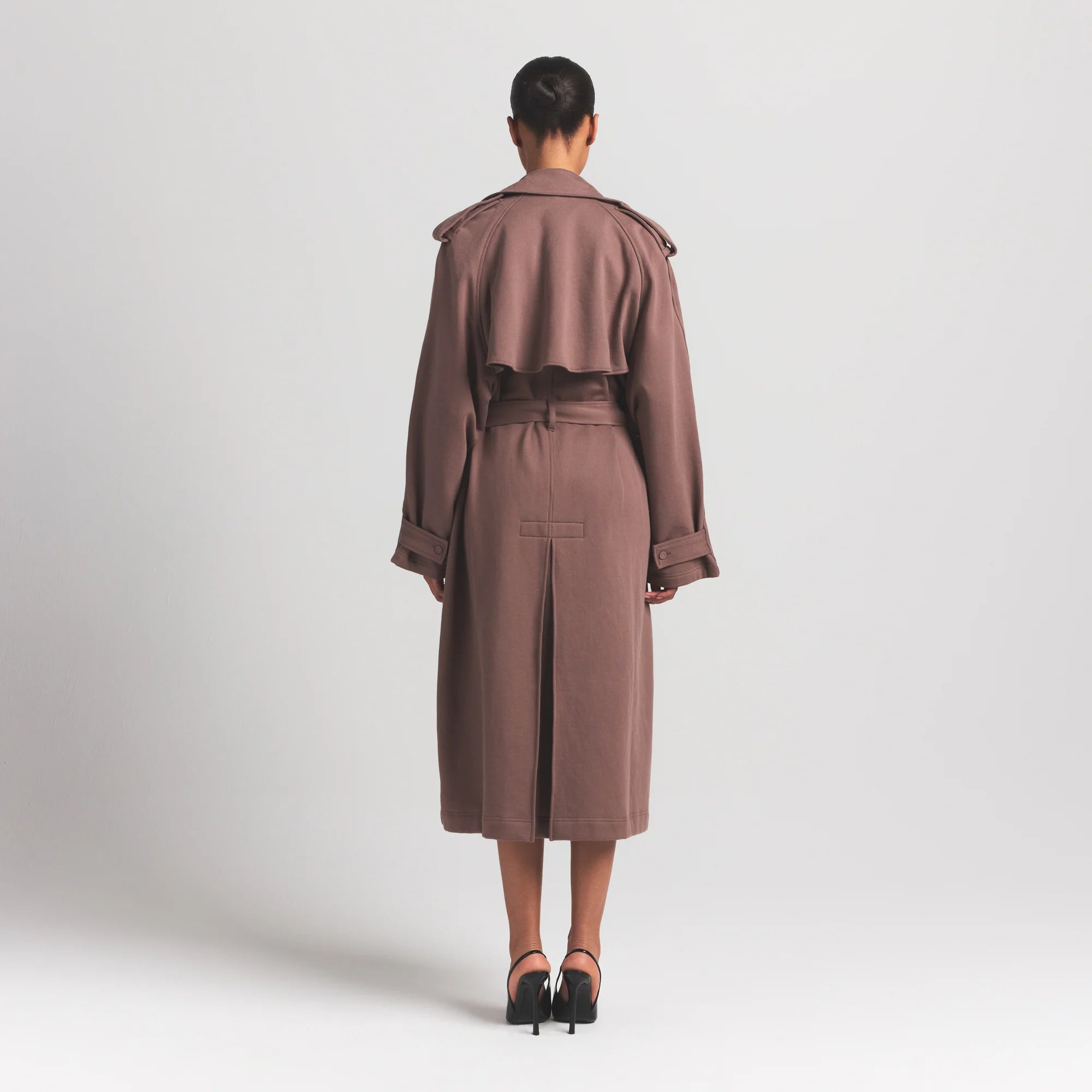 BOYFRIEND FLEECE OVERSIZED TRENCH COAT | UMBER