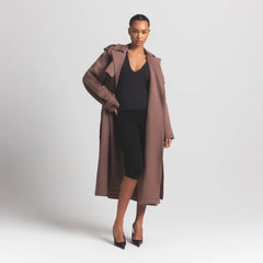 BOYFRIEND FLEECE OVERSIZED TRENCH COAT | UMBER