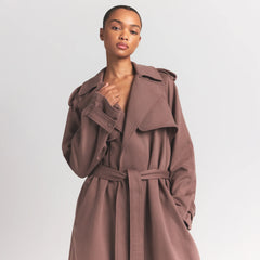 BOYFRIEND FLEECE OVERSIZED TRENCH COAT | UMBER