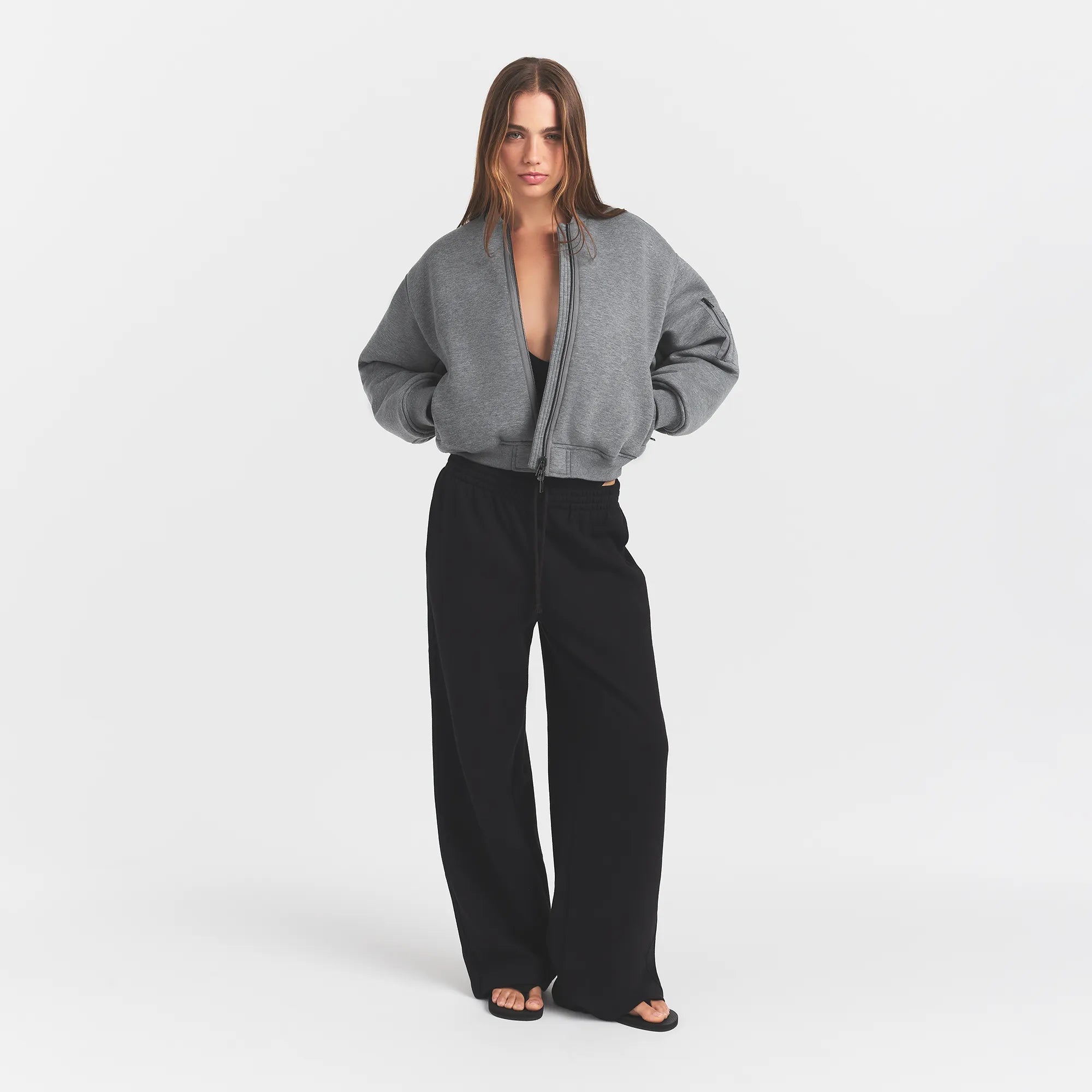 NEOPRENE OUTERWEAR REVERSIBLE BOMBER JACKET | DARK HEATHER GREY