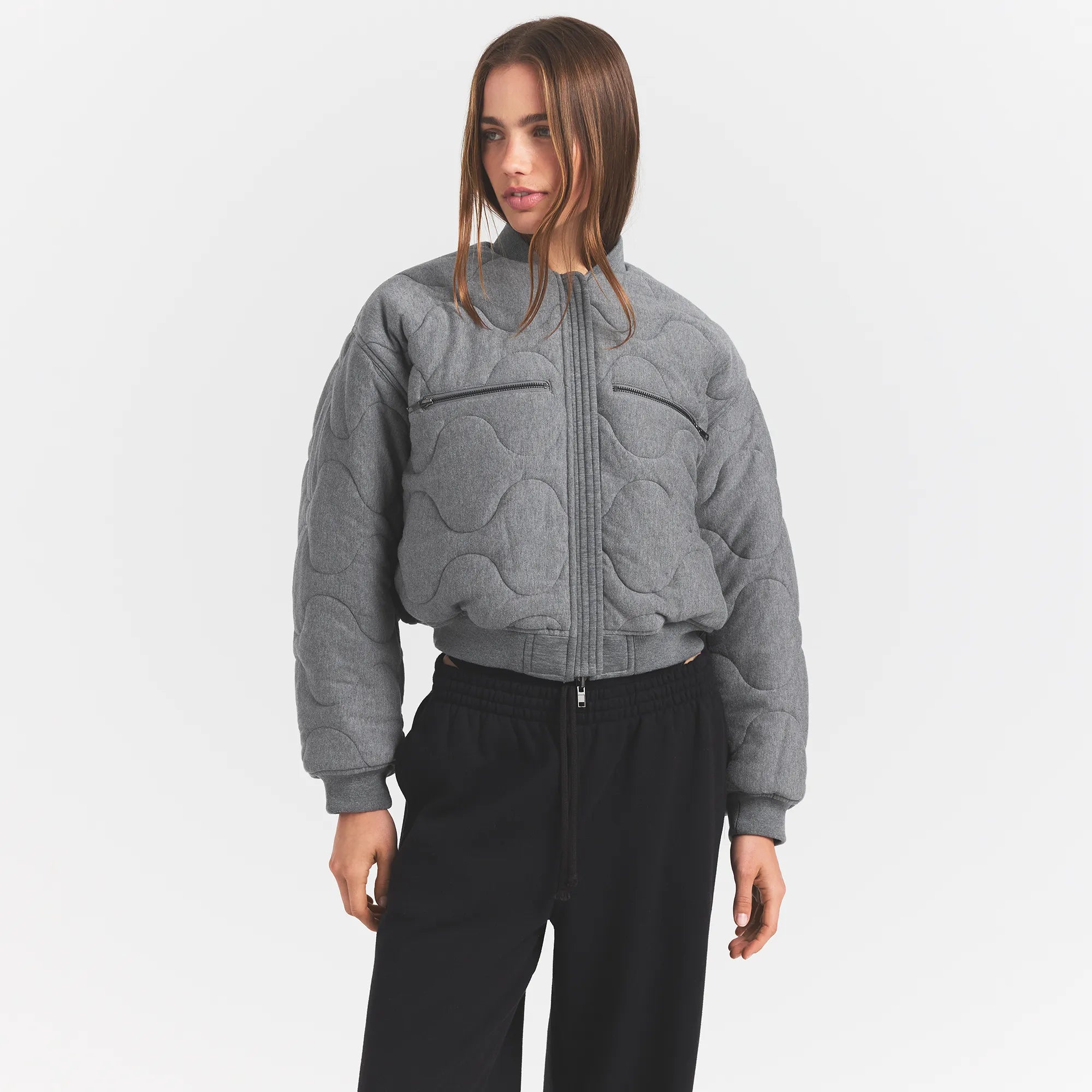 NEOPRENE OUTERWEAR REVERSIBLE BOMBER JACKET | DARK HEATHER GREY