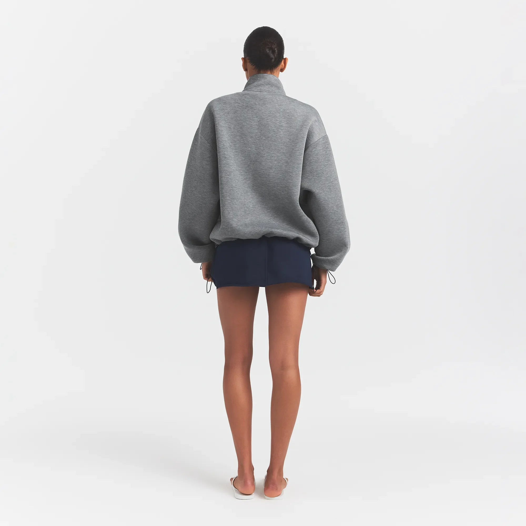 NEOPRENE OUTERWEAR OVERSIZED MOCK NECK JACKET | DARK HEATHER GREY