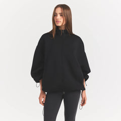 NEOPRENE OUTERWEAR OVERSIZED MOCK NECK JACKET | OBSIDIAN