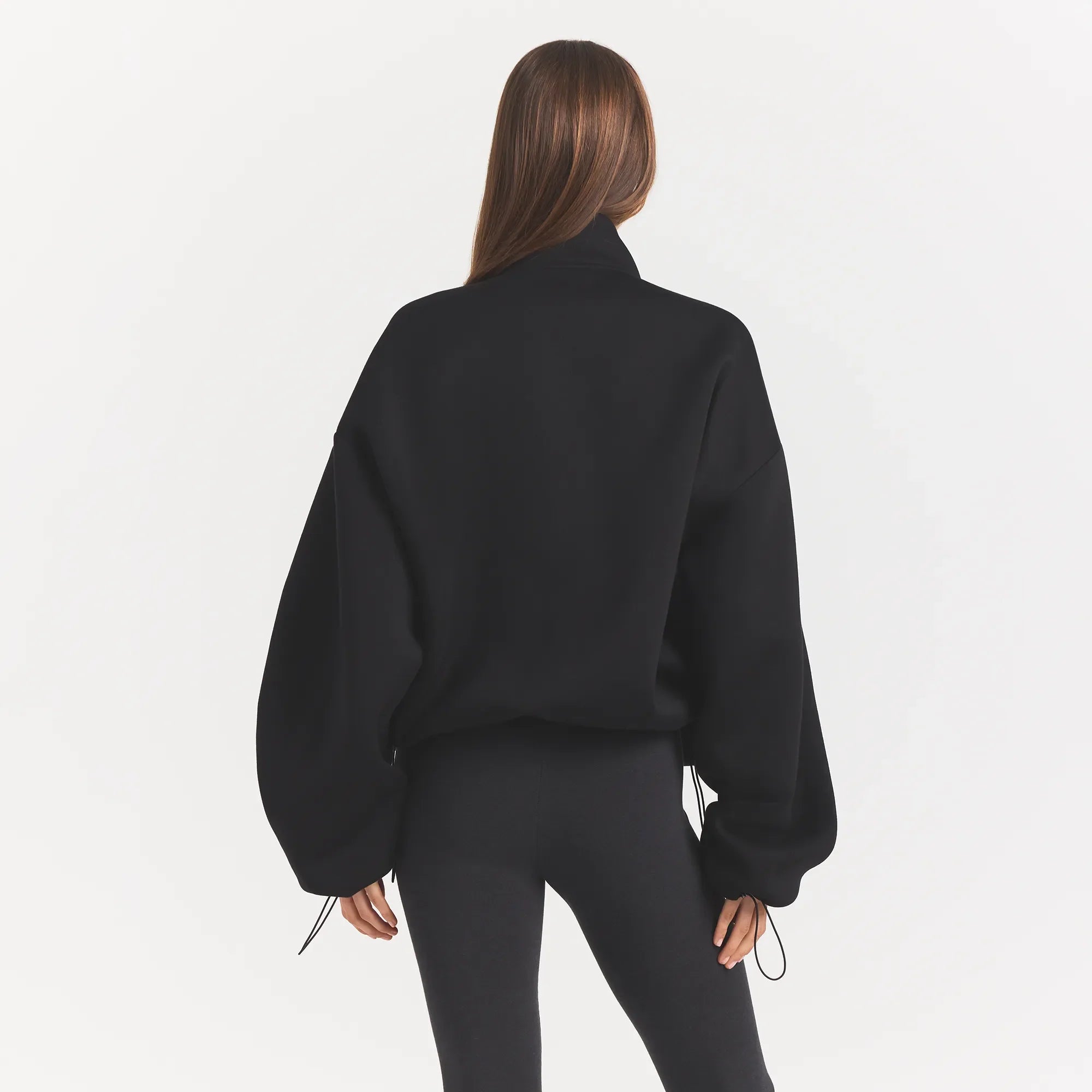 NEOPRENE OUTERWEAR OVERSIZED MOCK NECK JACKET | OBSIDIAN