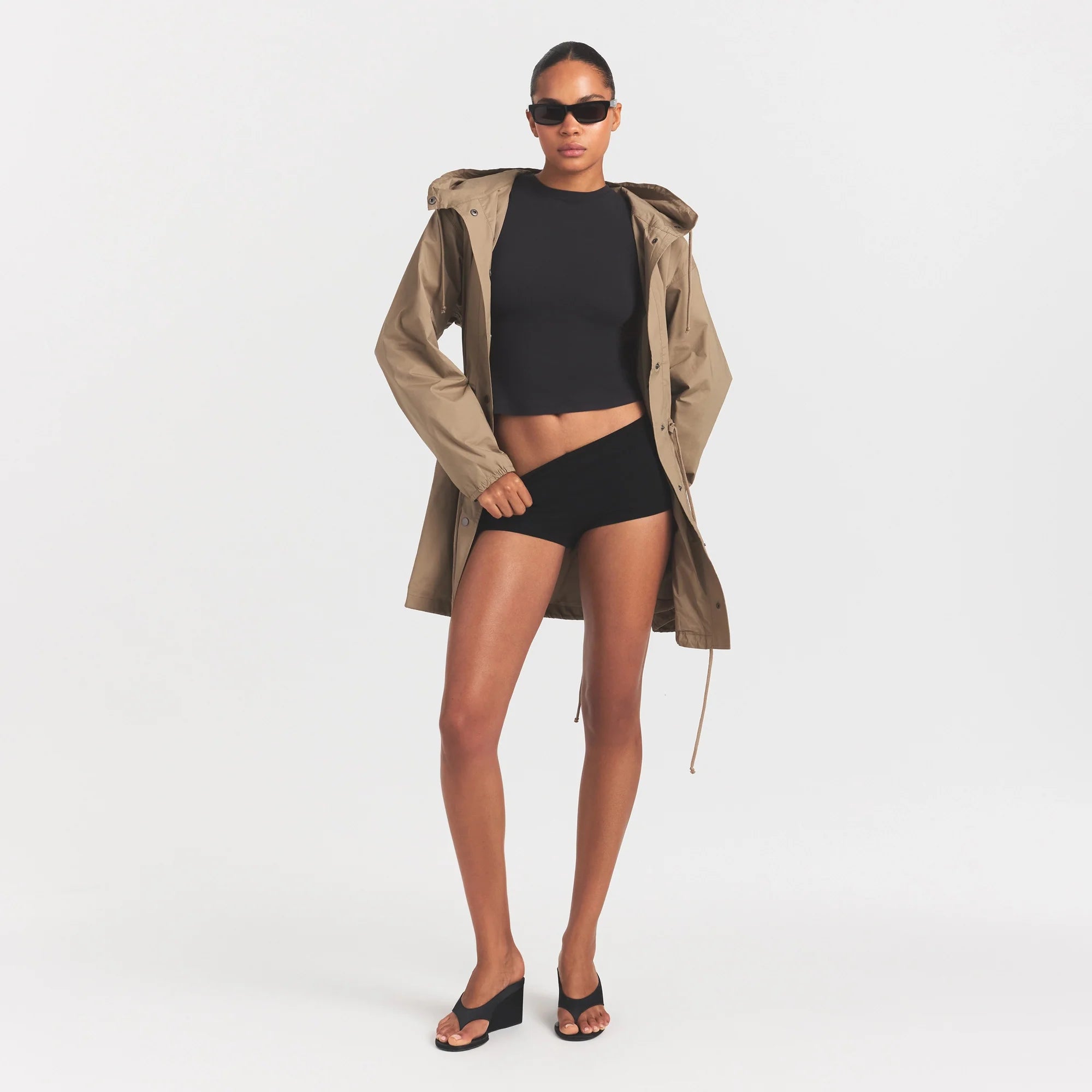 WOVEN COTTON OVERSIZED ANORAK | DESERT