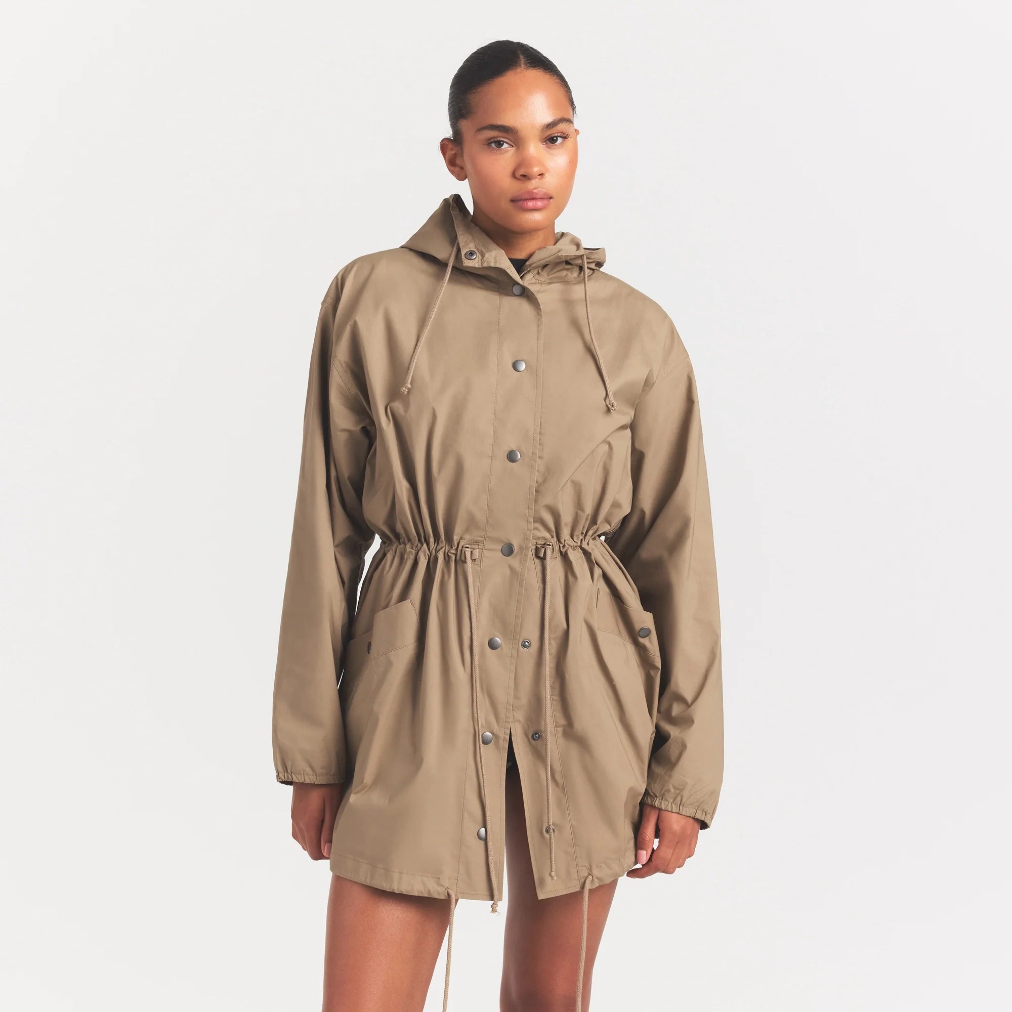 WOVEN COTTON OVERSIZED ANORAK | DESERT