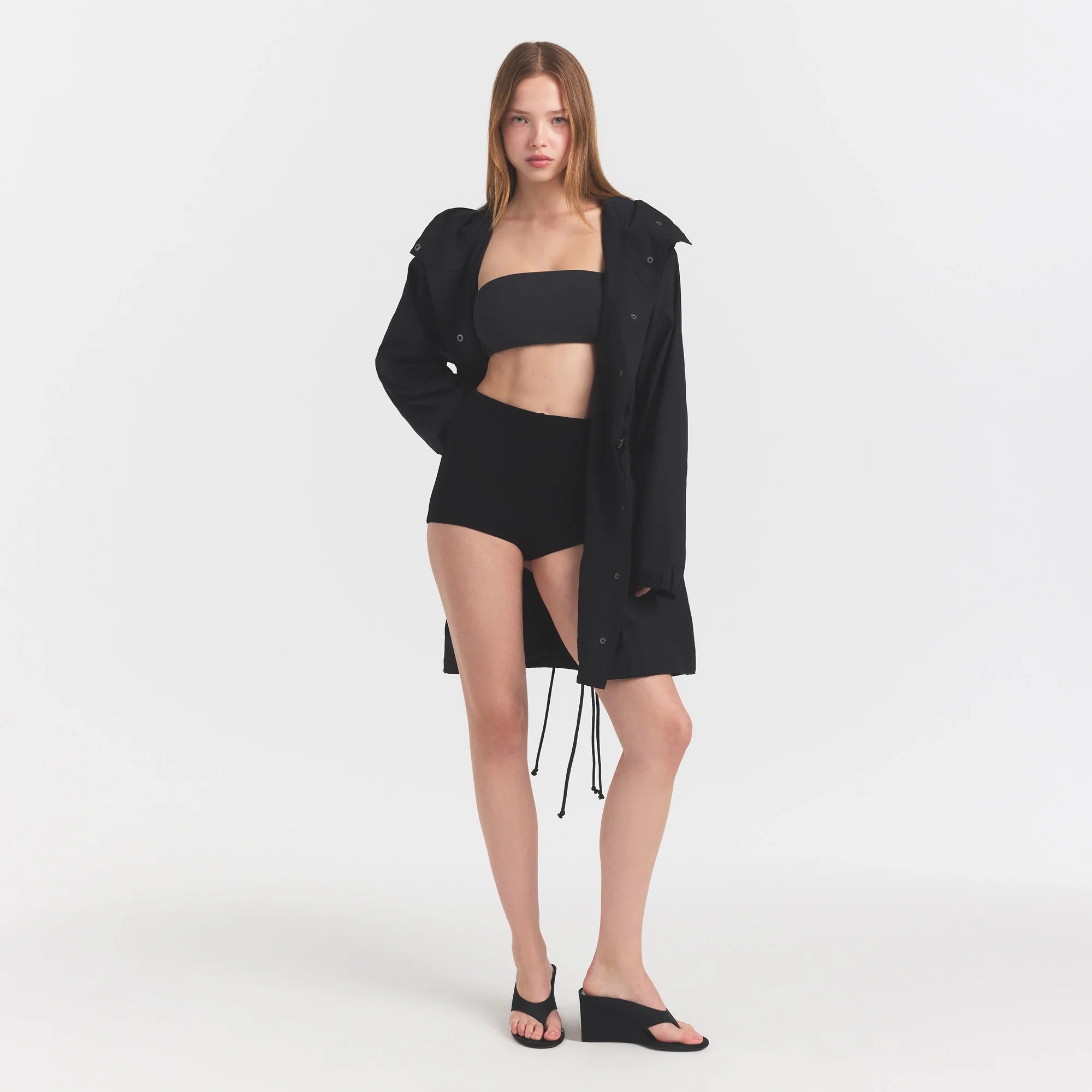 WOVEN COTTON OVERSIZED ANORAK | ONYX
