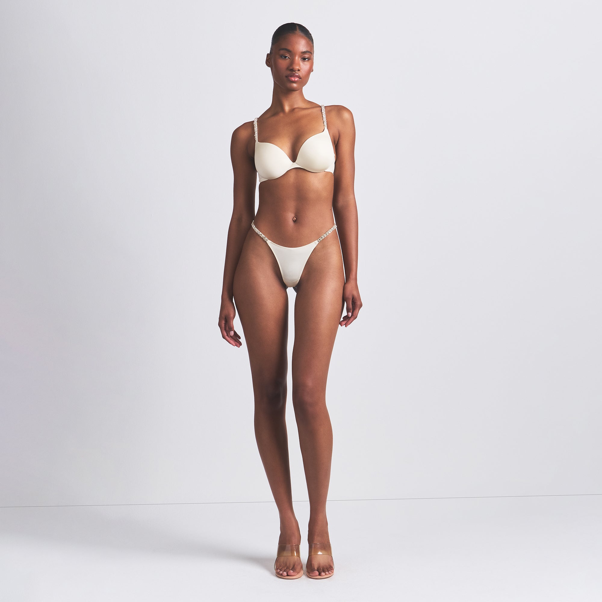SKIMS ULTIMATE RHINESTONE TEARDROP PUSH-UP BRA | ECRU