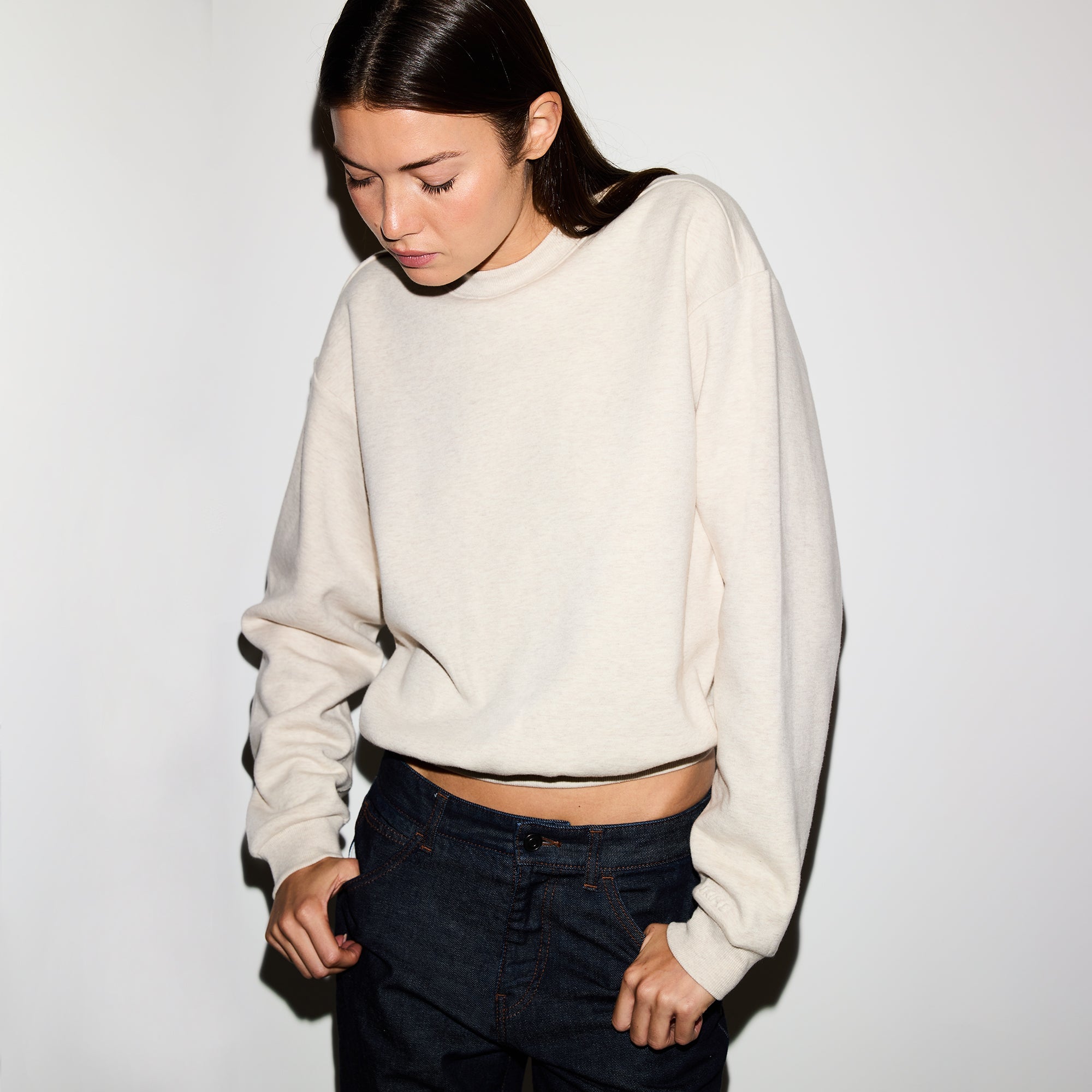 COTTON FLEECE CLASSIC CREWNECK | OATMEAL HEATHER