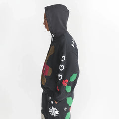 CACTUS PLANT FLEA MARKET X SKIMS HEAVYWEIGHT FLEECE MENS RELAXED ZIP UP HOODIE | ONYX TEDDY BEAR PRINT