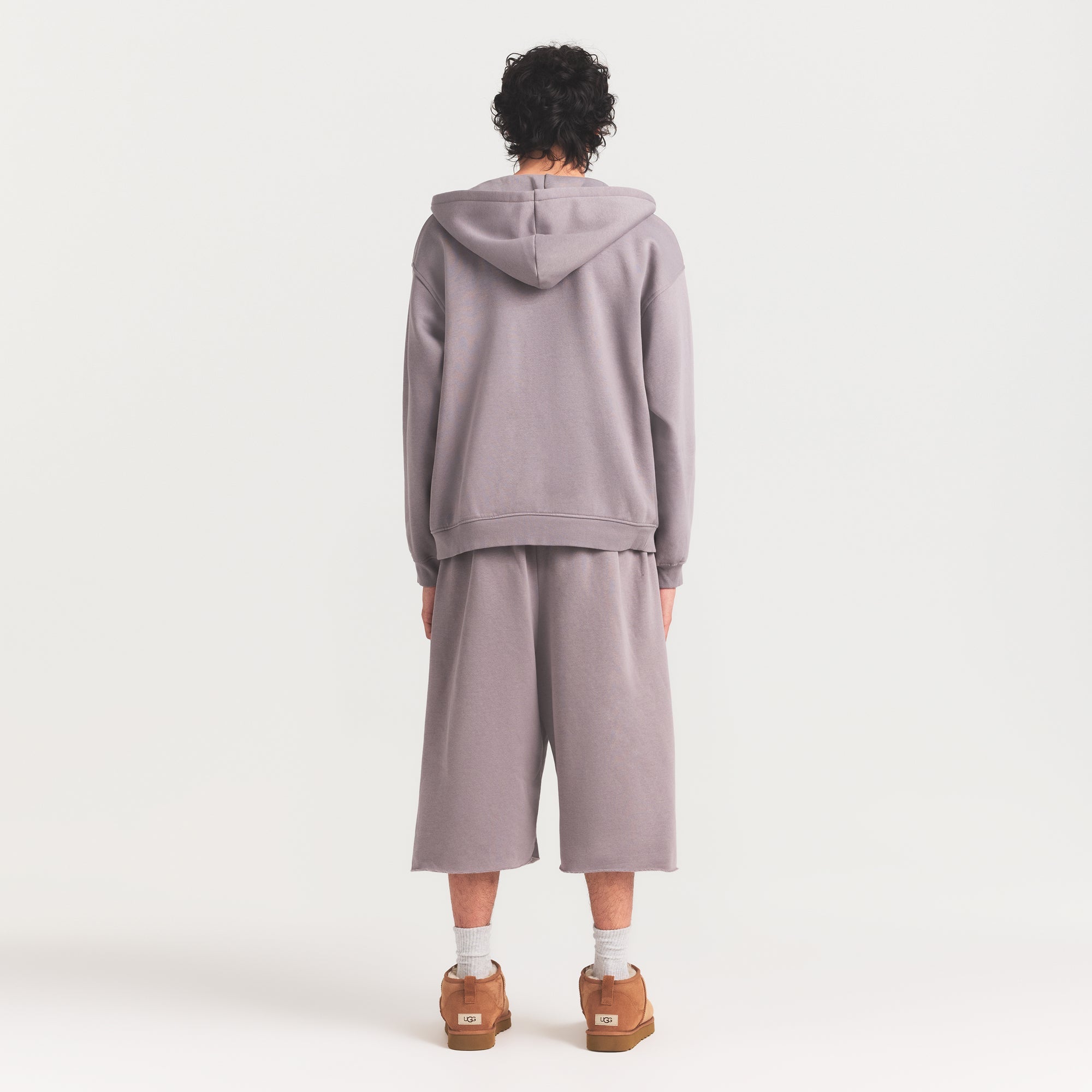FLEECE LOUNGE MENS RELAXED ZIP UP HOODIE | SHADOW