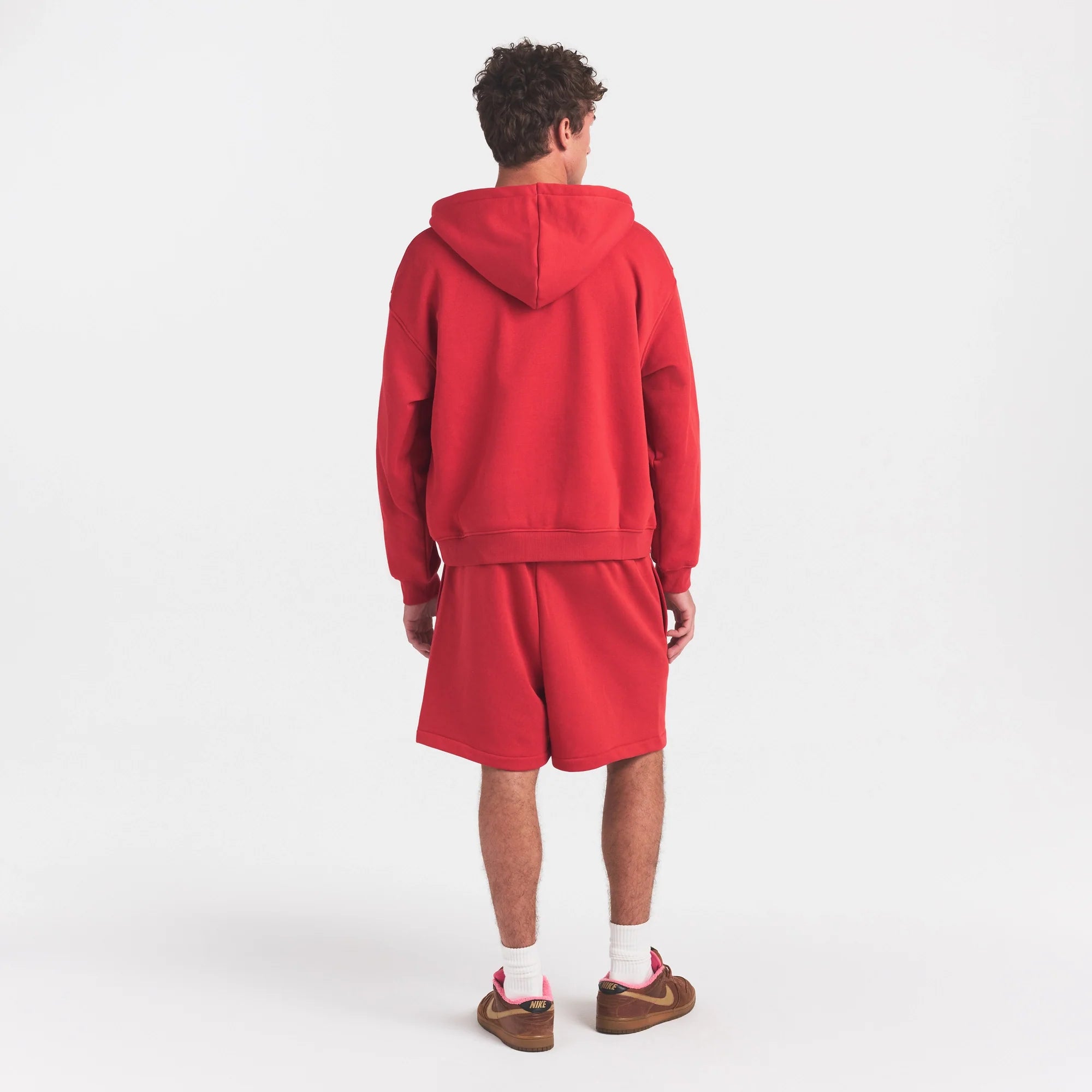 FLEECE LOUNGE MENS RELAXED ZIP UP HOODIE | WASHED RED