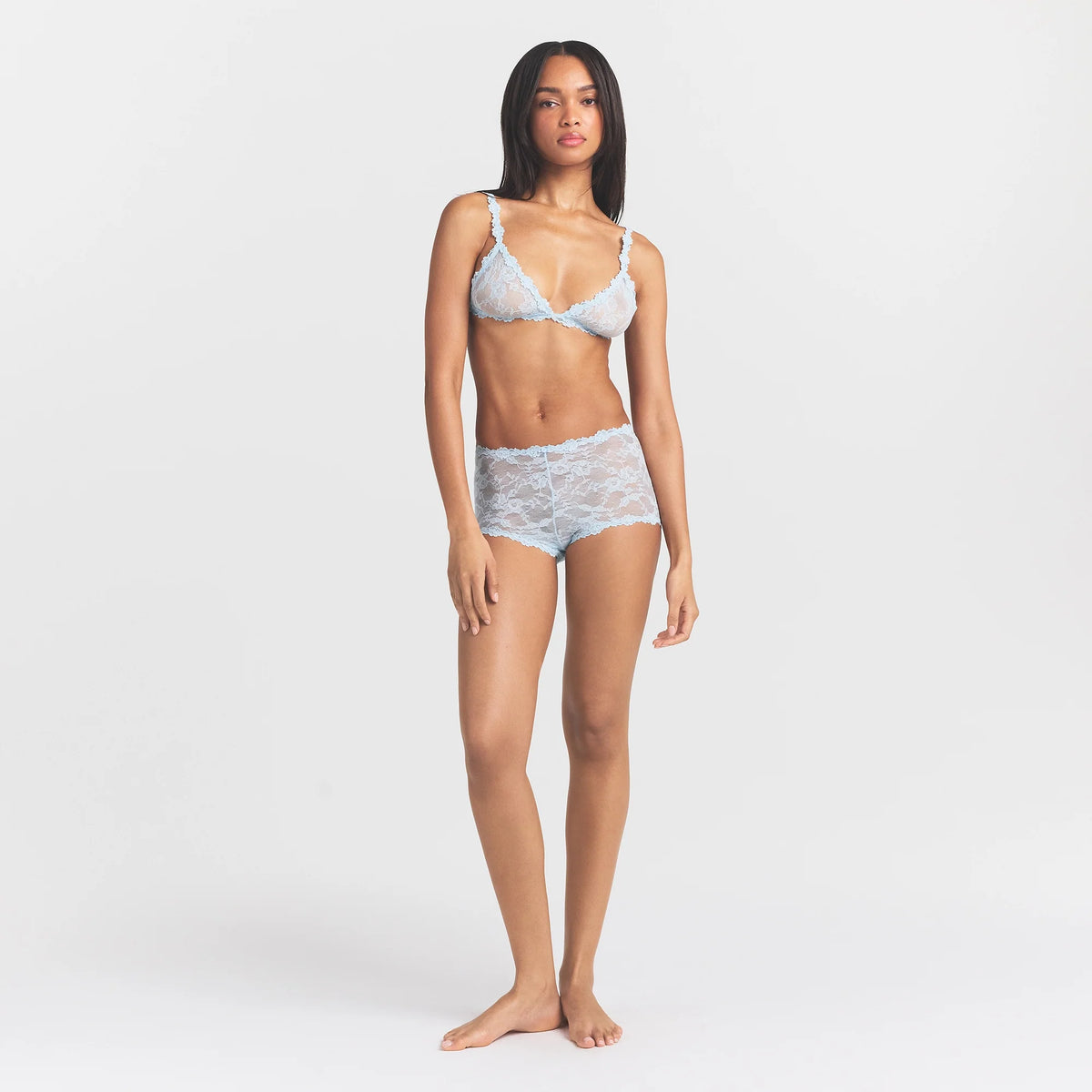 STRETCH LACE BOY SHORT | POWDER BLUE