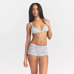STRETCH LACE BOY SHORT | POWDER BLUE