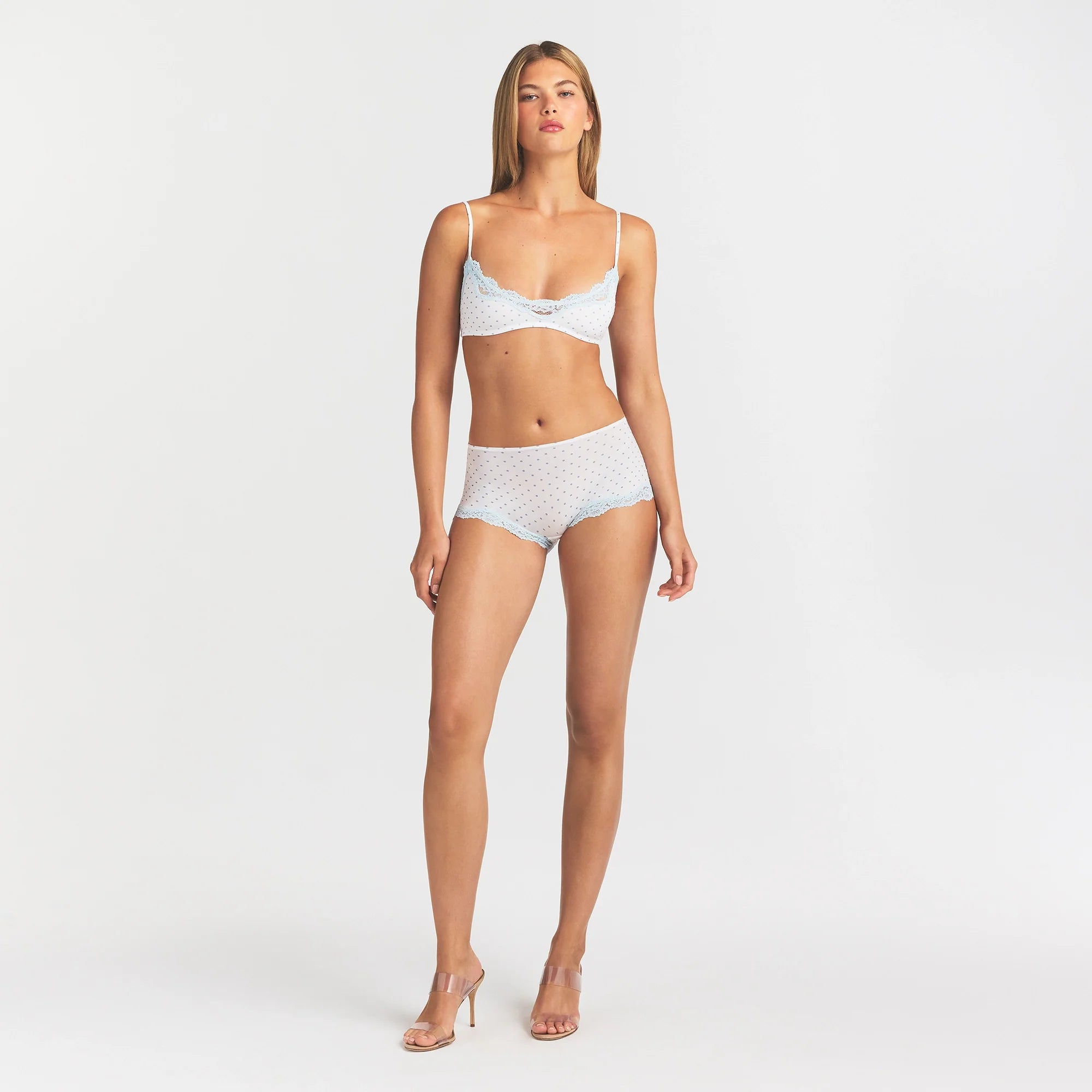 FITS EVERYBODY LACE BOY SHORT | SLATE PIN DOT PRINT