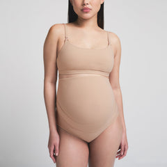 FITS EVERYBODY MATERNITY BANDED HIGH-WAISTED BRIEF | CLAY