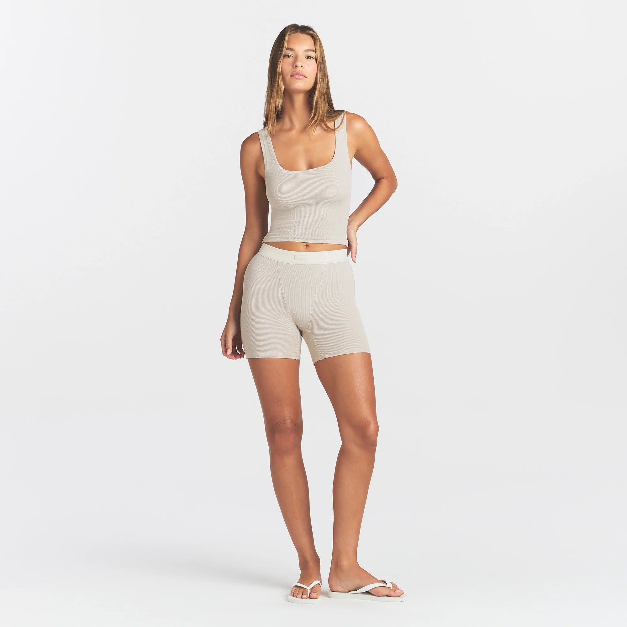 COTTON RIB BOXER | STONE