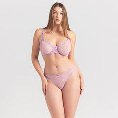 STRETCH LACE DIPPED THONG | BABY PINK