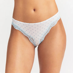 FITS EVERYBODY LACE TANGA | SLATE PIN DOT PRINT