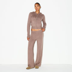 CASHMERE WIDE LEG PANT | UMBER