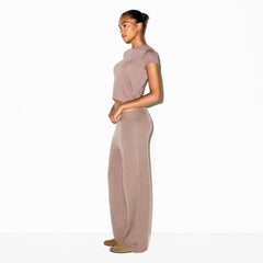 CASHMERE WIDE LEG PANT | UMBER
