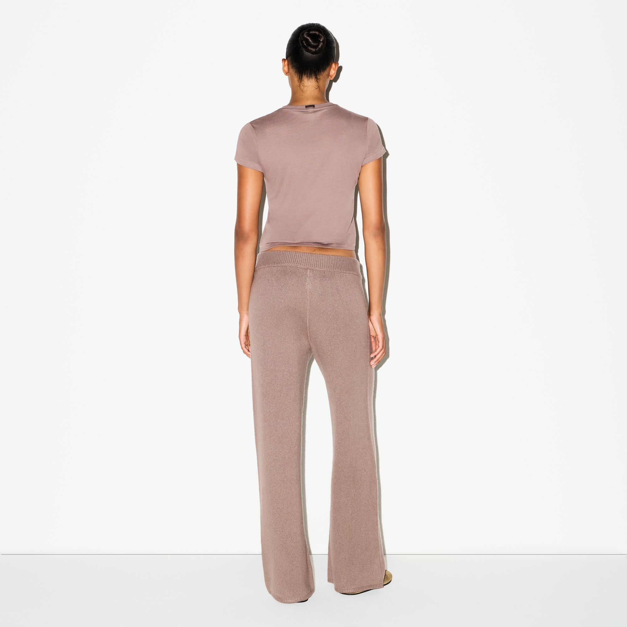 CASHMERE WIDE LEG PANT | UMBER