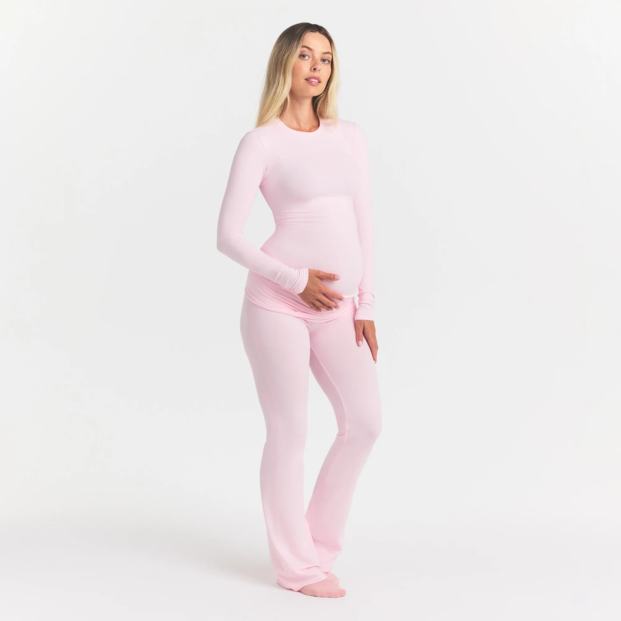 COTTON JERSEY MATERNITY FOLDOVER PANT | CHERRY BLOSSOM