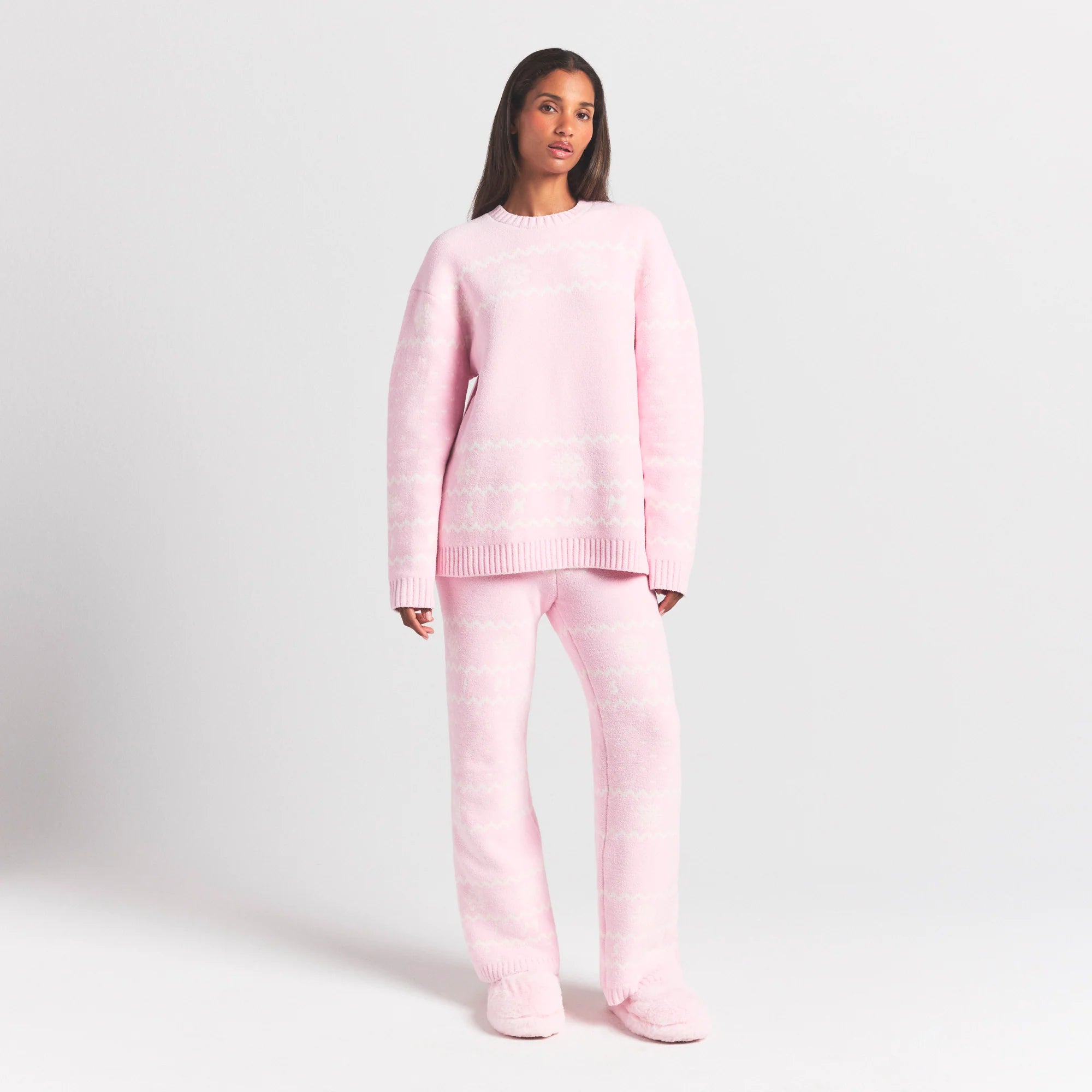 COZY LIGHT PANT | BABY PINK HEART FAIR ISLE