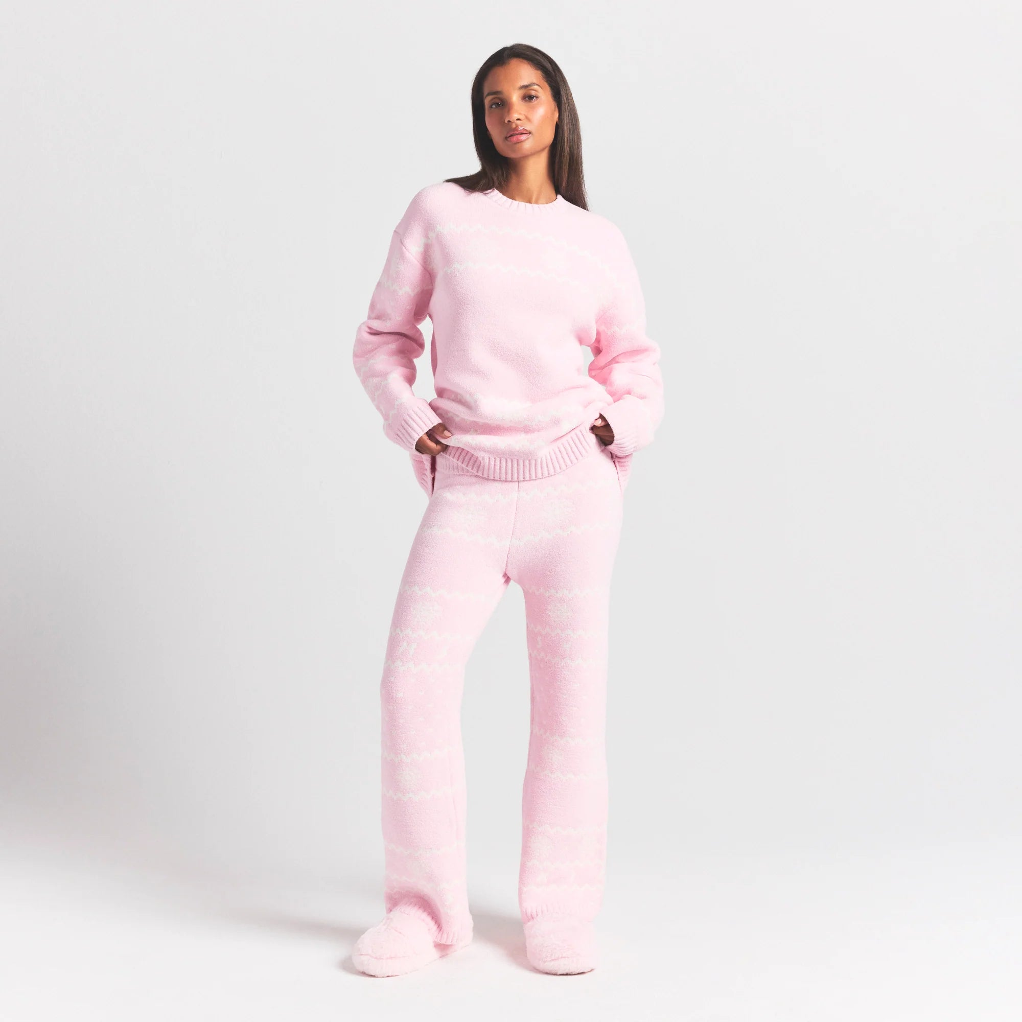 COZY LIGHT PANT | BABY PINK HEART FAIR ISLE