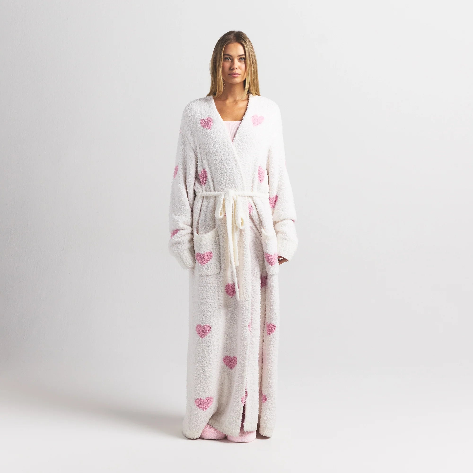 COZY KNIT UNISEX ROBE | IVORY SPACED HEARTS