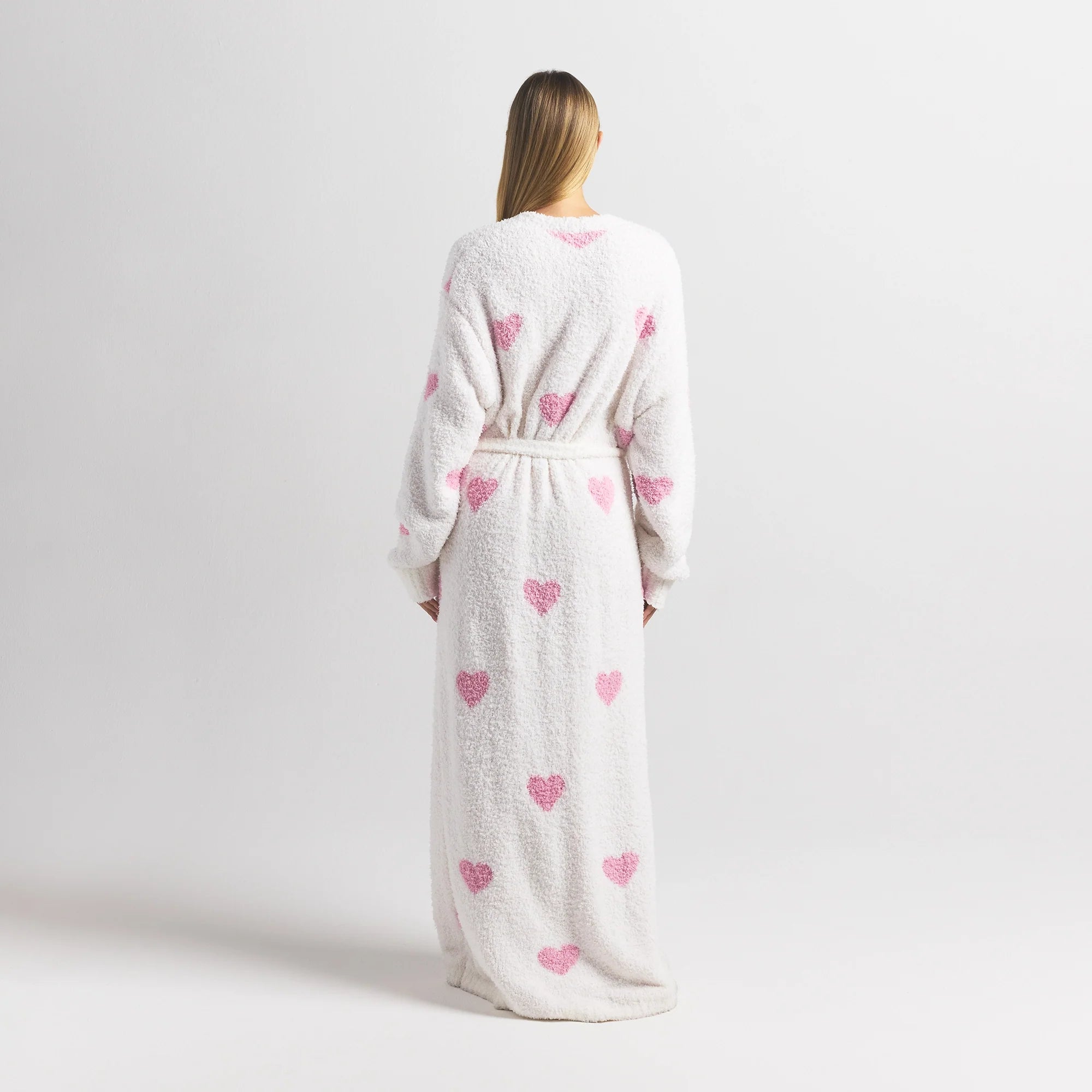 COZY KNIT UNISEX ROBE | IVORY SPACED HEARTS