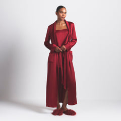 WOVEN SHINE LONG ROBE | BRICK