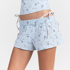 COTTON JERSEY LOOSE SHORT | POWDER BLUE BANDANA