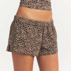 COTTON JERSEY LOOSE SHORT | SIENNA NATURAL LEOPARD