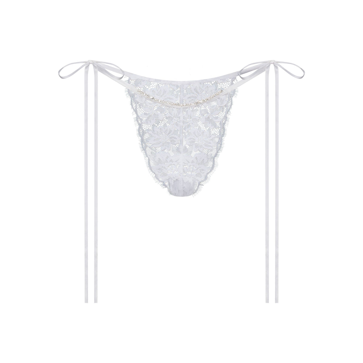 SKIMS LACE TIE SIDE TANGA | SNOW