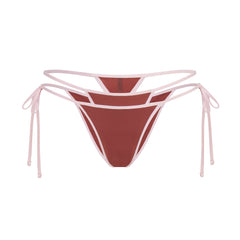 SIGNATURE SWIM LAYERED TIE SIDE BIKINI BOTTOM | HENNA CONTRAST