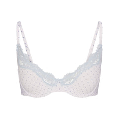 FITS EVERYBODY LACE UNLINED SCOOP BRA | SLATE PIN DOT PRINT