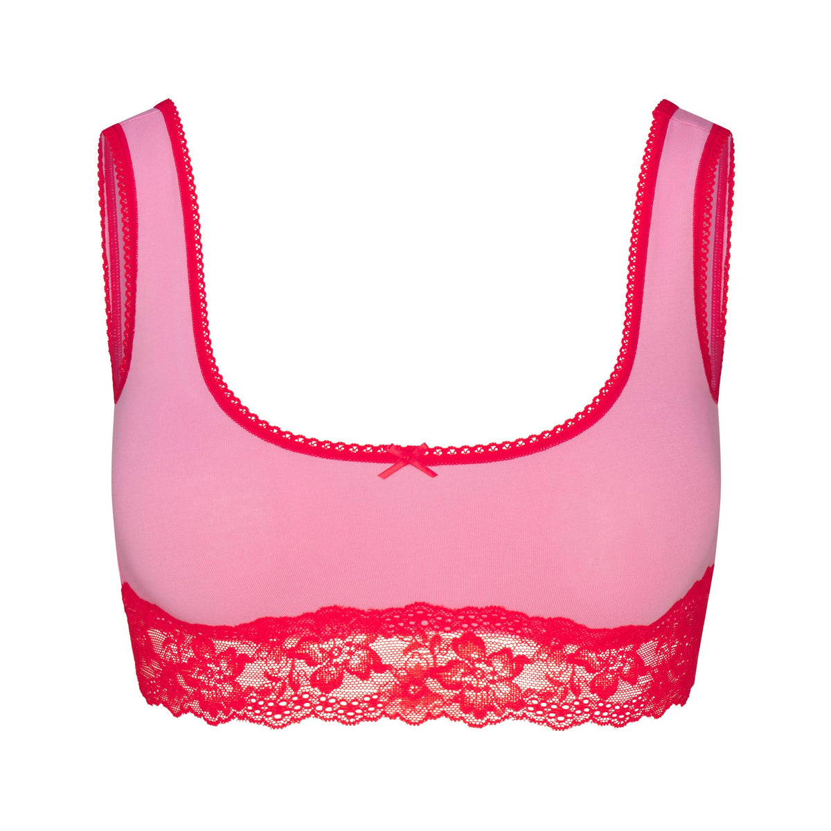 LIGHTWEIGHT COTTON LACE SCOOP BRALETTE | CARNATION CONTRAST