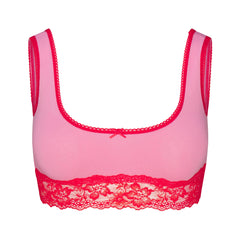 LIGHTWEIGHT COTTON LACE SCOOP BRALETTE | CARNATION CONTRAST