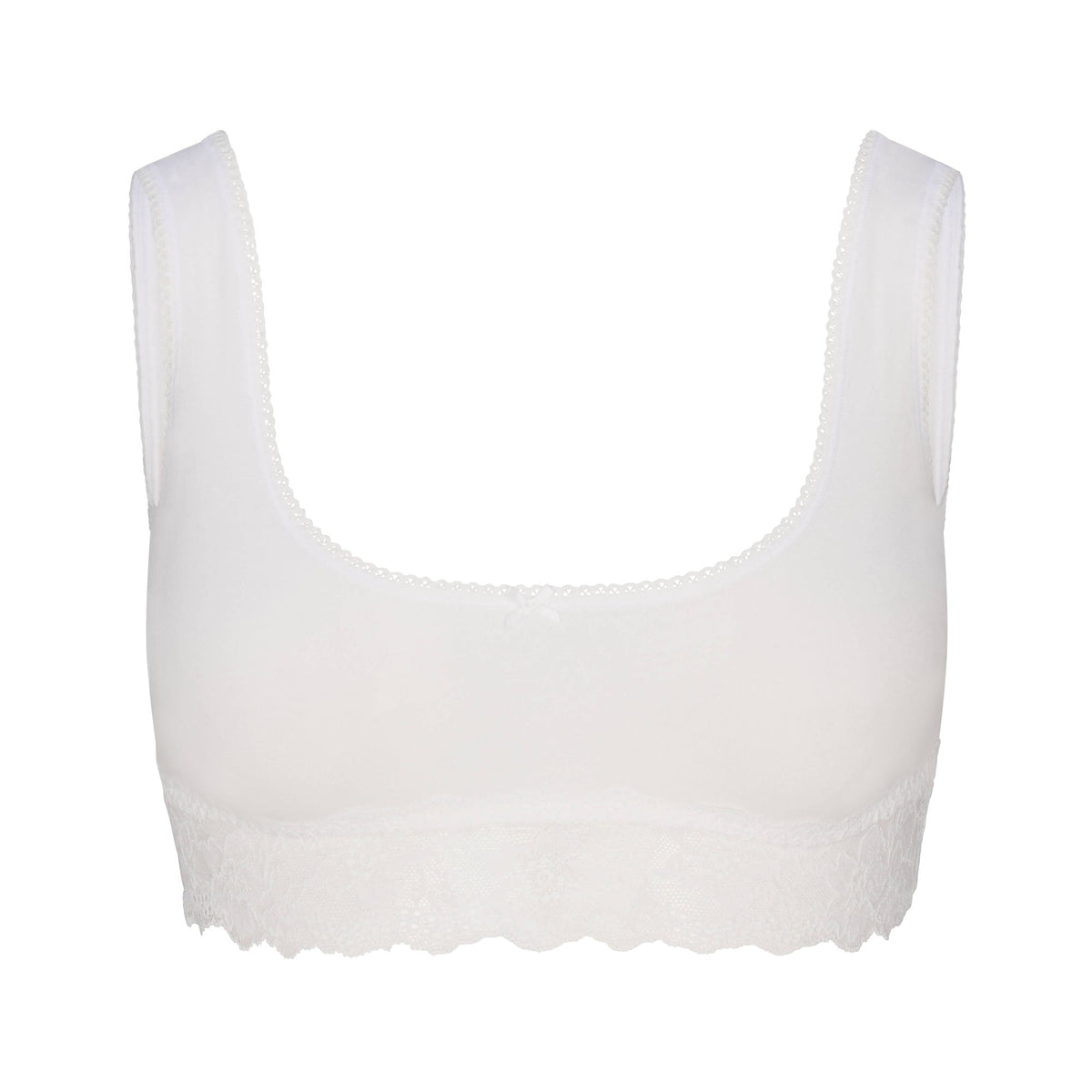 LIGHTWEIGHT COTTON LACE SCOOP BRALETTE | SNOW