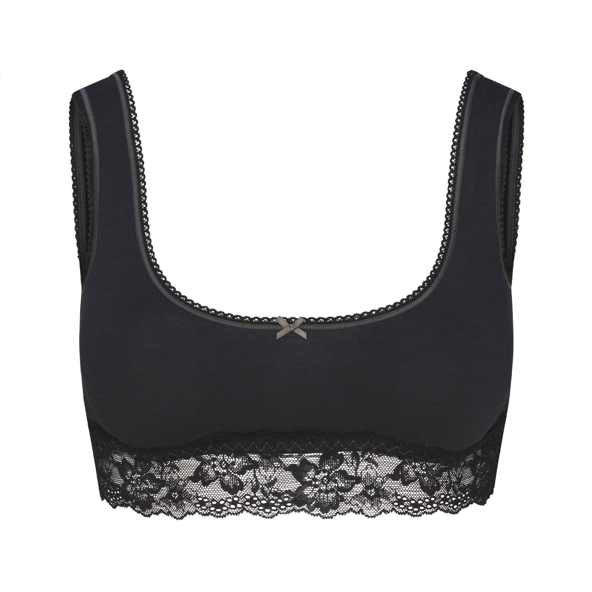 LIGHTWEIGHT COTTON LACE SCOOP BRALETTE | SOOT TONAL