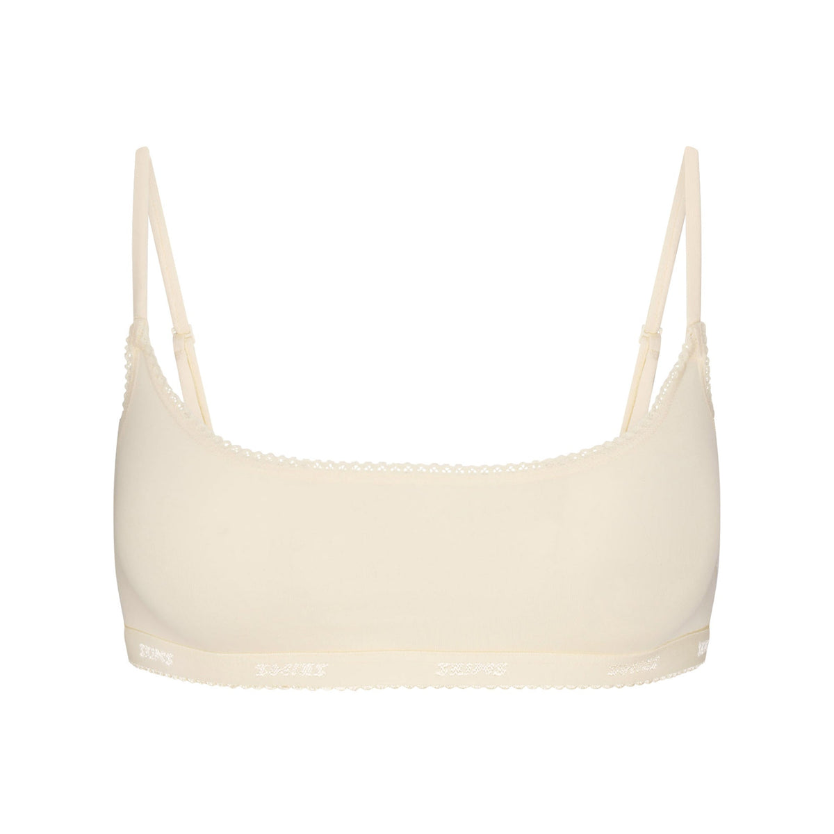 LIGHTWEIGHT COTTON LOGO PICOT SCOOP BRALETTE | BUTTER TONAL