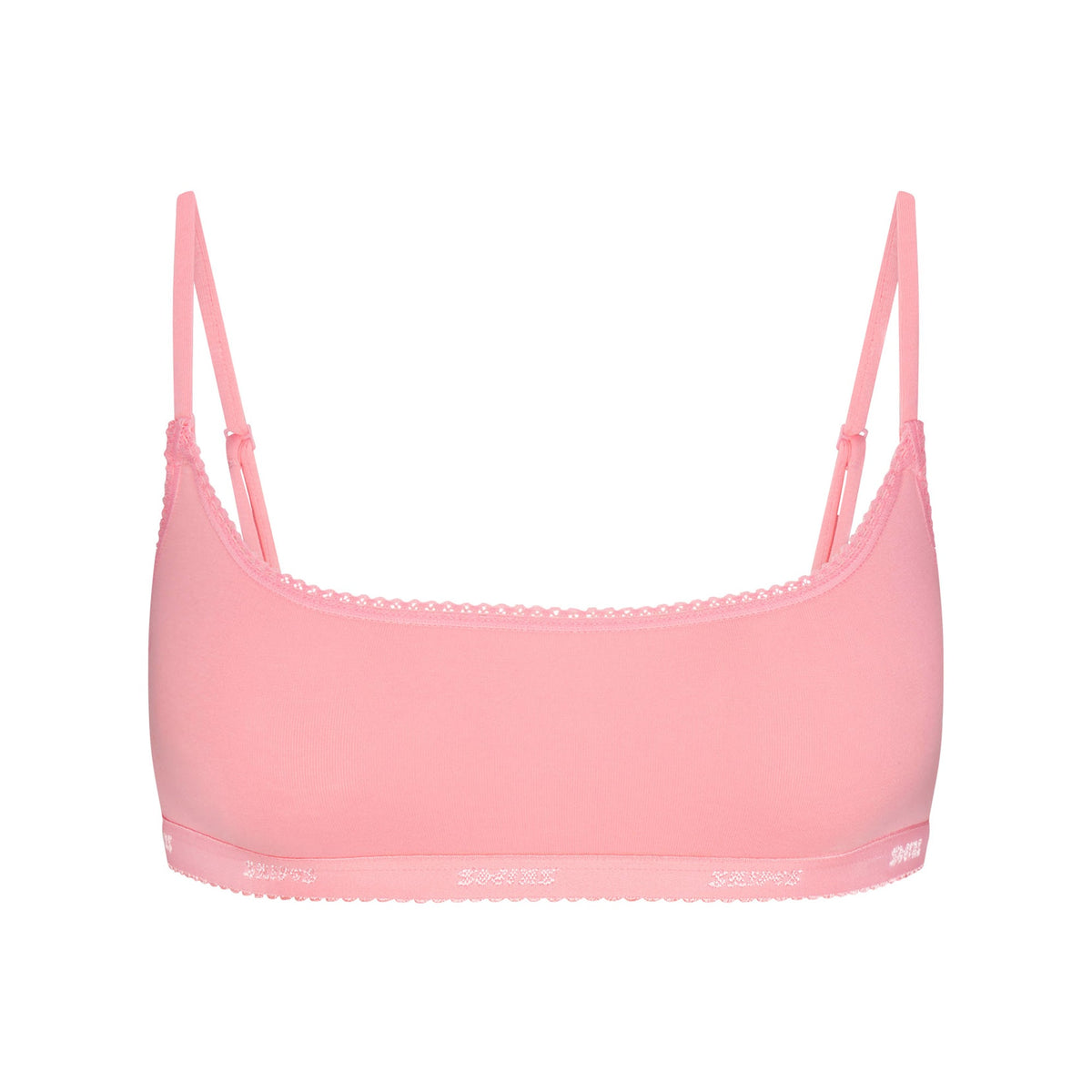 LIGHTWEIGHT COTTON LOGO PICOT SCOOP BRALETTE | MELON TONAL